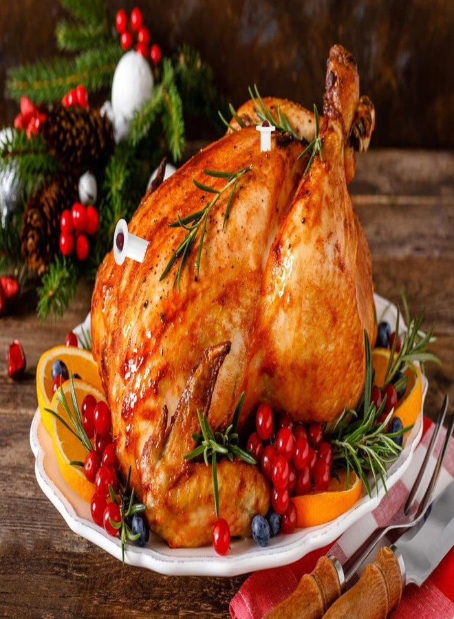 Harniruco Basic Plastic Pop-up Poultry Turkey Thermometer for Cooking, 2 inches in Length 2 Piece Meat Thermometer Set, White/Red - Image 2